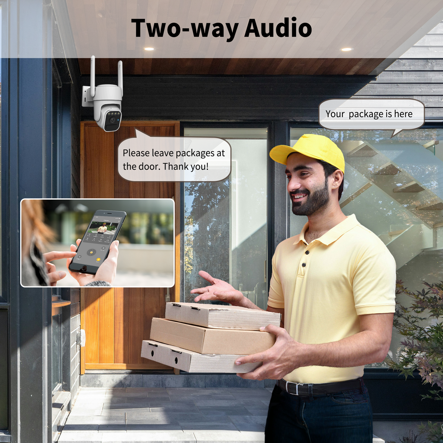 Solar Camera Outdoor Wireless, WiFi Security Cameras for Home, 360° View, Two-Way Talk, Auto Tracking, Light Alarm, Color Night Vision