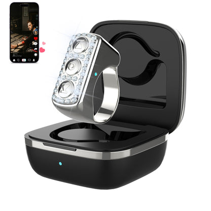 3-Link TikTok Scrolling Ring with Rhinestone, Remote Control for TikTok/YouTube Shorts/Instagram Reels, Bluetooth Page Turner for iPad/Kindle App/iPhone/Android