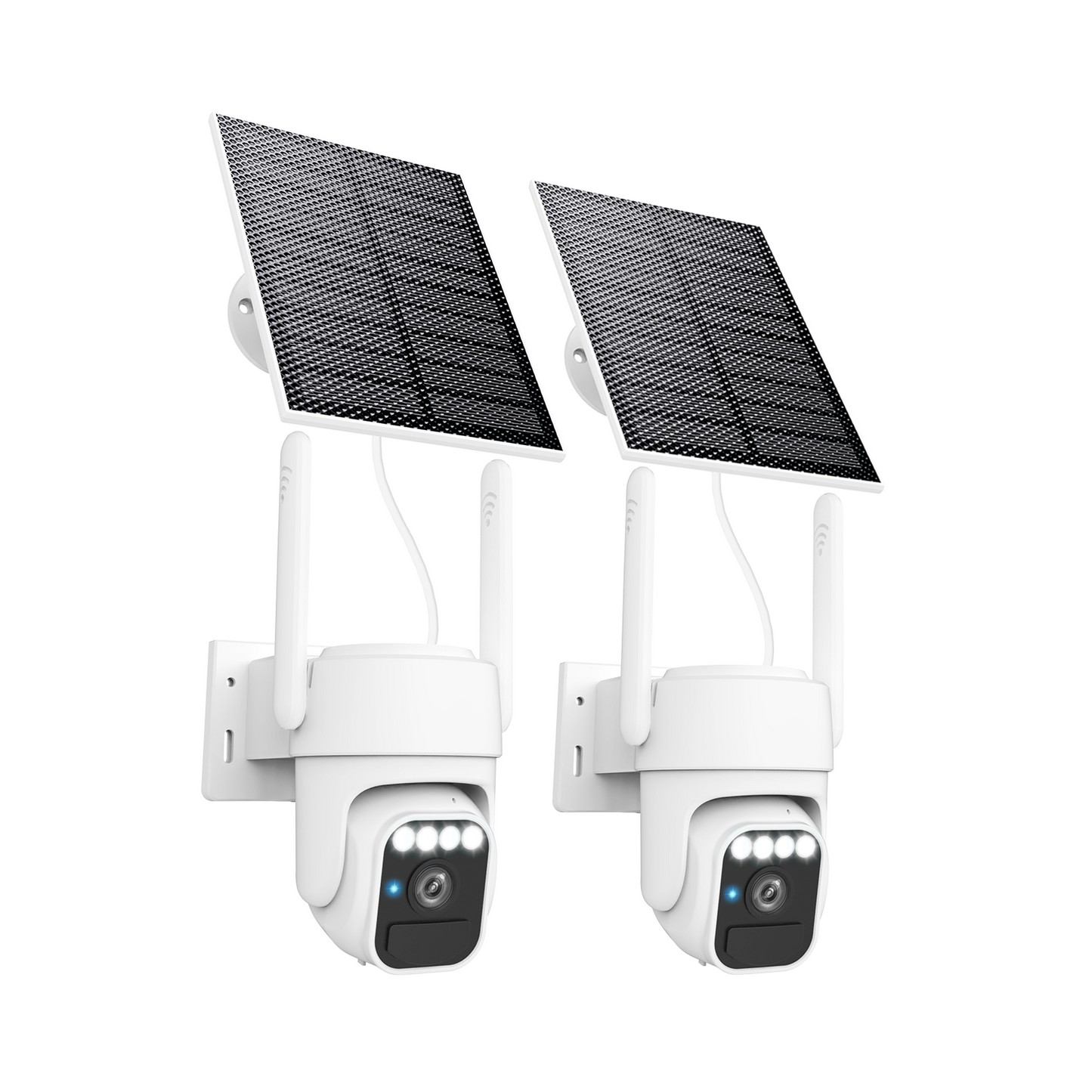 3-Link Solar Camera Outdoor Wireless, 360° Cameras for Home Security, Two-Way Talk, Auto Tracking, Light Alarm, Color Night Vision, IP65, Siren Alarm(2-Pack)