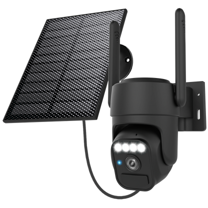 Solar Camera Outdoor Wireless, Wi-Fi Security Cameras for Home, 360° View, Two-Way Talk, Auto Tracking, Light Alarm, Color Night Vision
