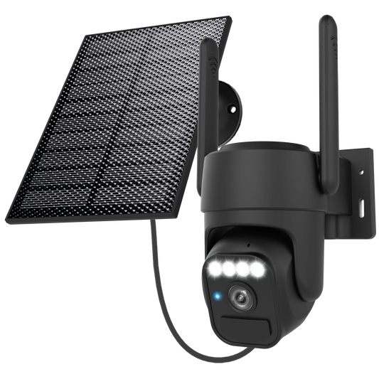 Solar Camera Outdoor Wireless, Wi-Fi Security Cameras for Home, 360° View, Two-Way Talk, Auto Tracking, Light Alarm, Color Night Vision