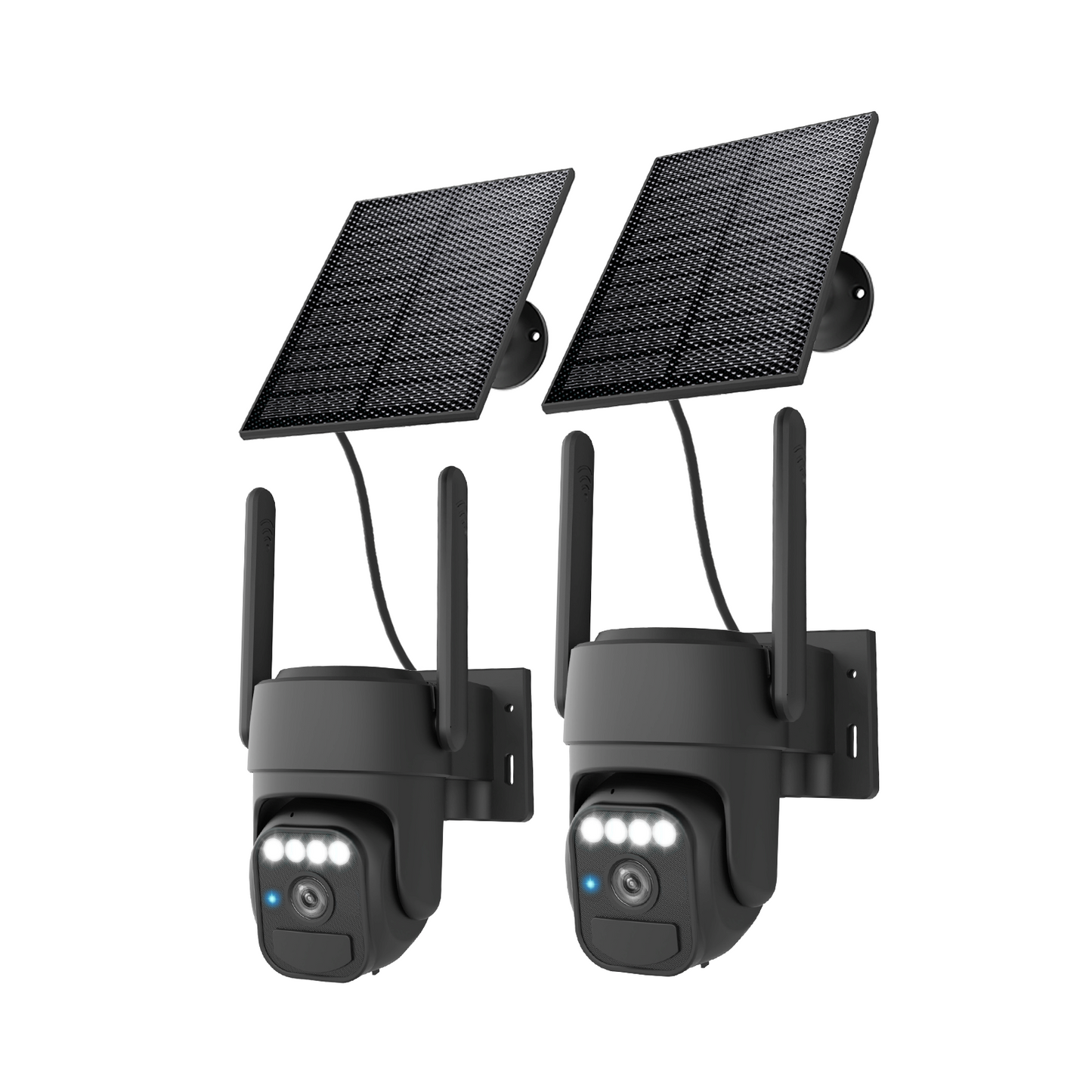 Solar Security Cameras Wireless Outdoor 2 Packs, Color Night Vision, SD/Cloud Storage, 2-Way Talk, 2.4GHz WiFi, IP65 Waterproof, 360° View