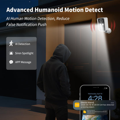 3-Link Security Cameras Wireless Outdoor 2 Pack, Wi-Fi Camera Outdoor Wireless for Home Security Outside, Motion Detection, Spotlight, Siren, Alexa Compatible, Only 2.4G Wi-Fi