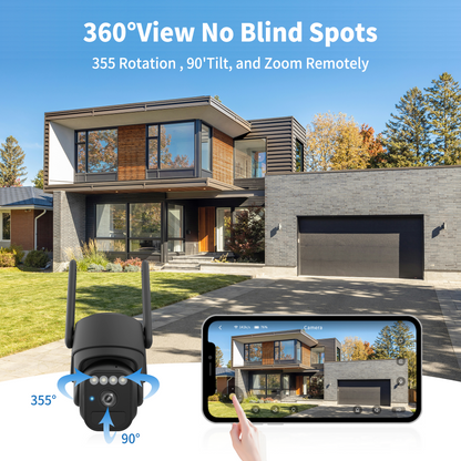 Solar Security Cameras Wireless Outdoor 2 Packs, Color Night Vision, SD/Cloud Storage, 2-Way Talk, 2.4GHz WiFi, IP65 Waterproof, 360° View