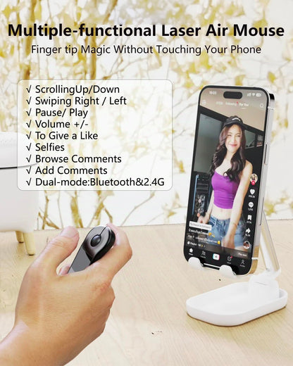 3-Link Air Mouse for PC/iOS/Android with Touchpad Rechargeable Wireless Presentation for PPT Pointer Bluetooth 2.4G Remote Control for PowerPoint/Keynote/Tiktok/Camera/Kindle App