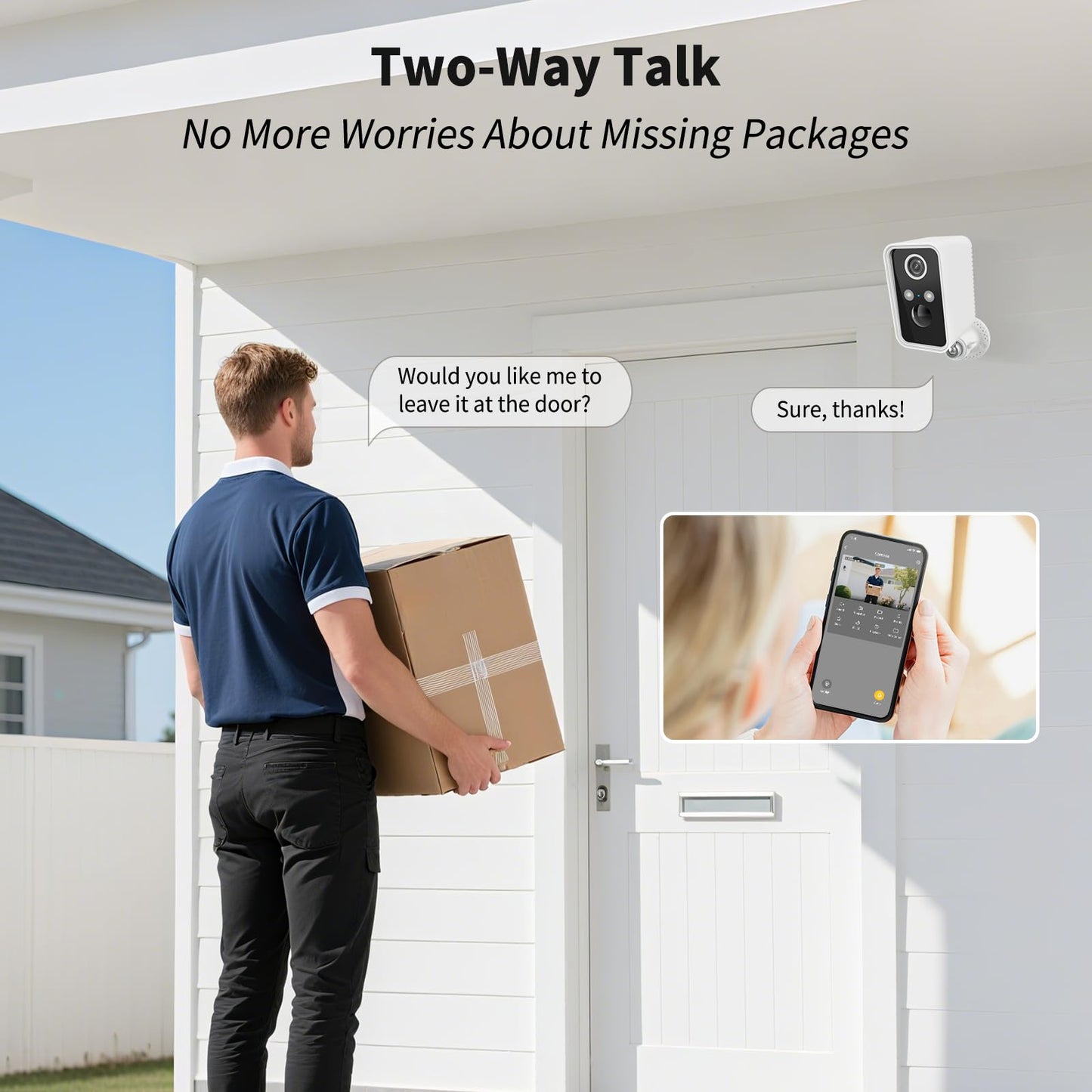 3-Link Security Cameras Wireless Outdoor 2 Pack, Wi-Fi Camera Outdoor Wireless for Home Security Outside, Motion Detection, Spotlight, Siren, Alexa Compatible, Only 2.4G Wi-Fi