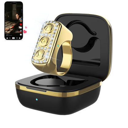 3-Link TikTok Scrolling Ring with Rhinestone, Remote Control for TikTok/YouTube Shorts/Instagram Reels, Bluetooth Page Turner for iPad/Kindle App/iPhone/Android