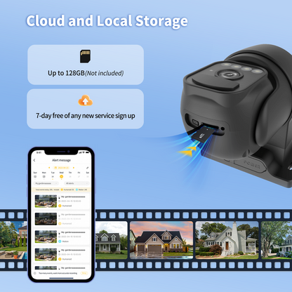 Solar Security Cameras Wireless Outdoor 2 Packs, Color Night Vision, SD/Cloud Storage, 2-Way Talk, 2.4GHz WiFi, IP65 Waterproof, 360° View