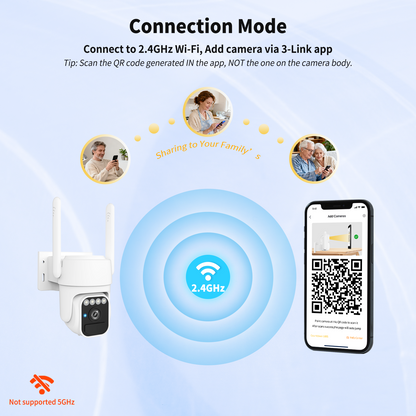 Solar Camera Outdoor Wireless, WiFi Security Cameras for Home, 360° View, Two-Way Talk, Auto Tracking, Light Alarm, Color Night Vision